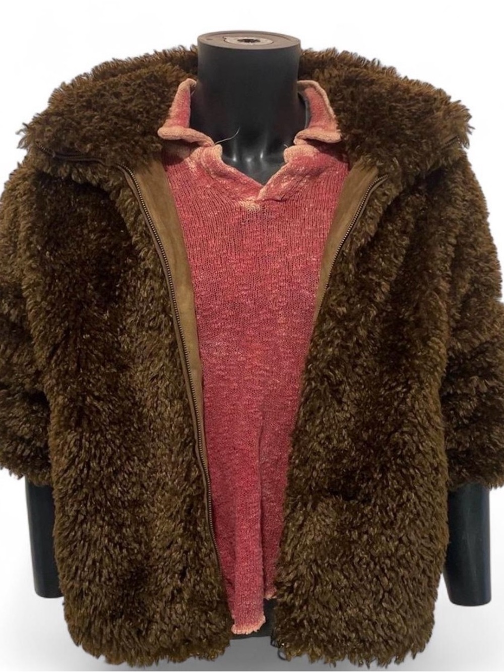 Plush Hooded Jacket - Brown